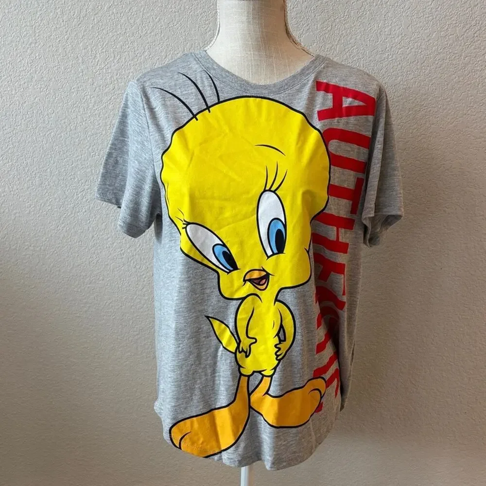 Looney Tunes Authentic Tweety Bird Gray Tee T-Shirt Size XL (15-17) Cartoon